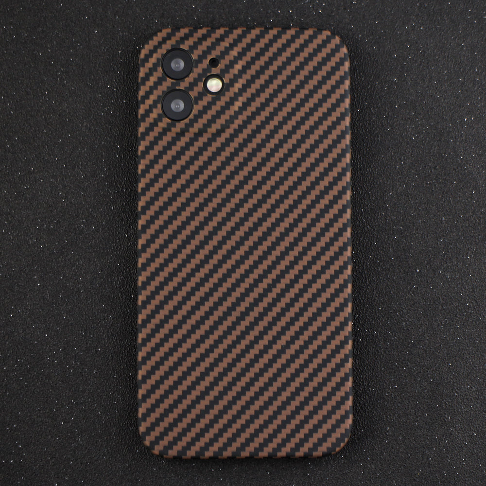 Protective Cover for iPhone 12 6.1 inch Fall Proof Precise Cutout Carbon Fiber Texture Aramid Fiber Back Case - Black Gold Protective Cover for iPhone 12 6.1 inch Fall Proof Precise Cutout Carbon Fiber Texture Aramid Fiber Back Case - Black Gold